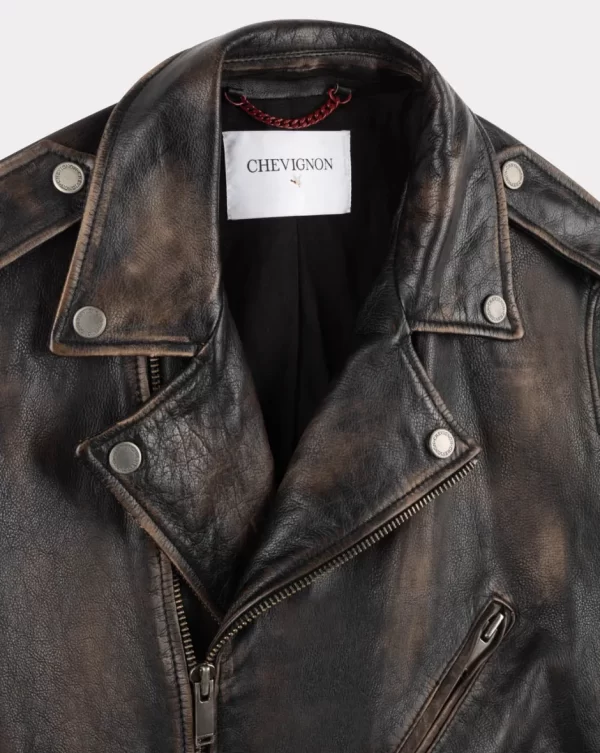 Best Chevignon BLOUSON EN CUIR BIKER Gris