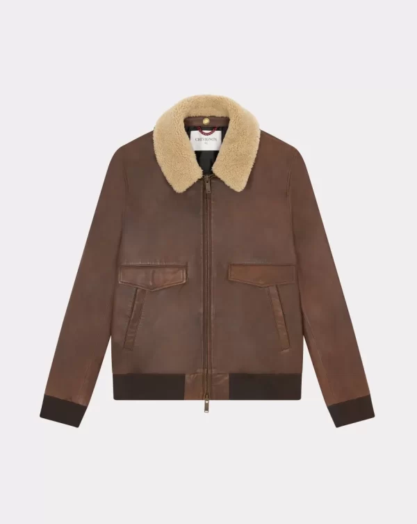 Cheap Chevignon BLOUSON PILOT CUIR HILL Marron