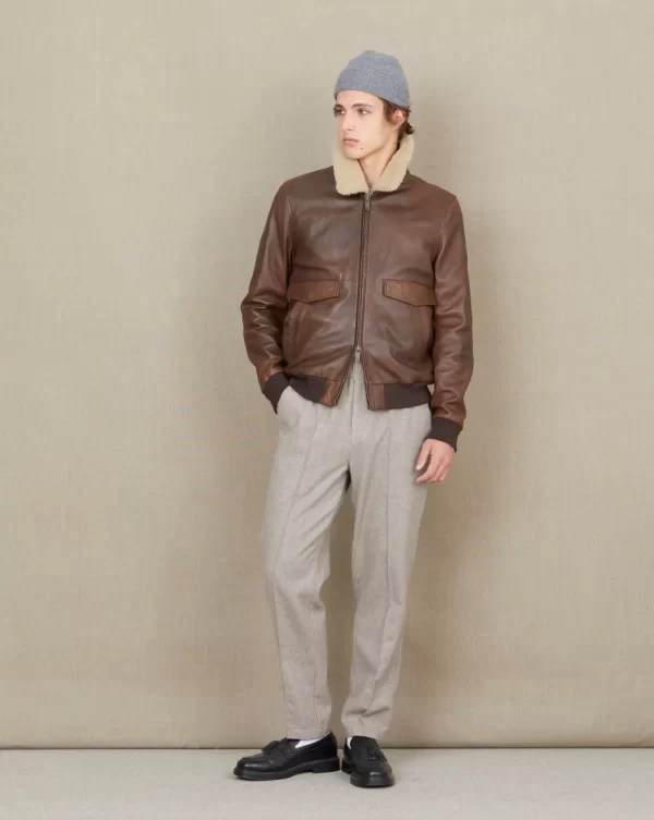 Cheap Chevignon BLOUSON PILOT CUIR HILL Marron