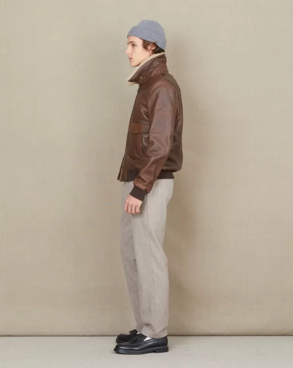 Cheap Chevignon BLOUSON PILOT CUIR HILL Marron